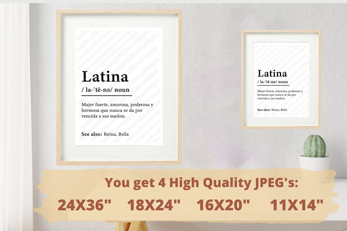 Latina Definition Wall Art - Printable Wall Art Digital Download and ...