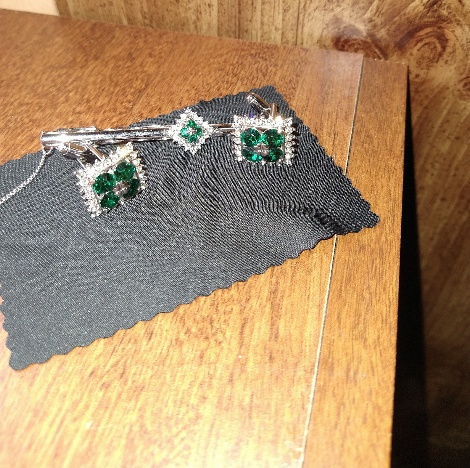 Emerald Green Tie Clip and Cufflinks Etsy