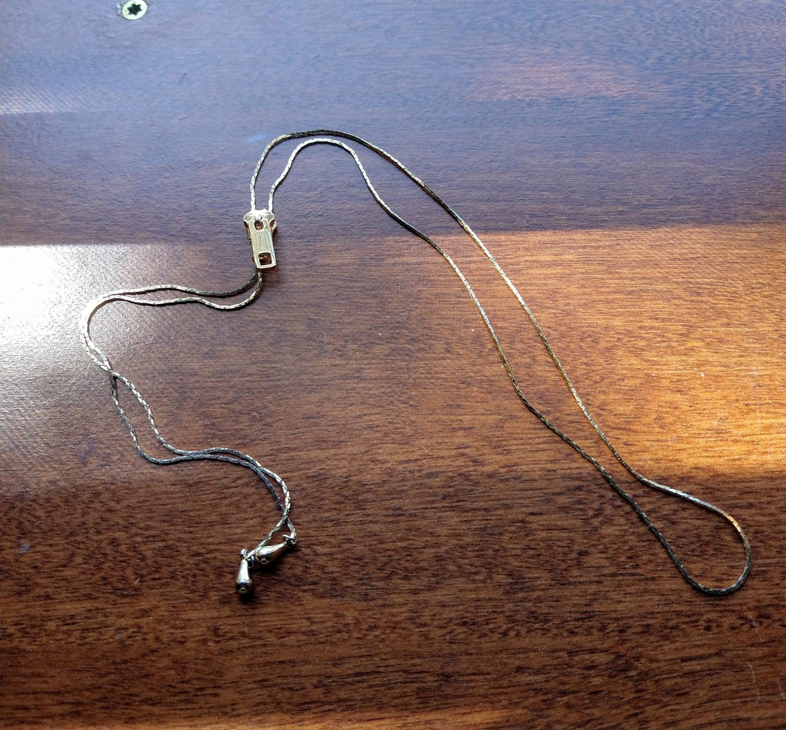 Vintage Gold Tone Zipper Necklace Adjustable Etsy