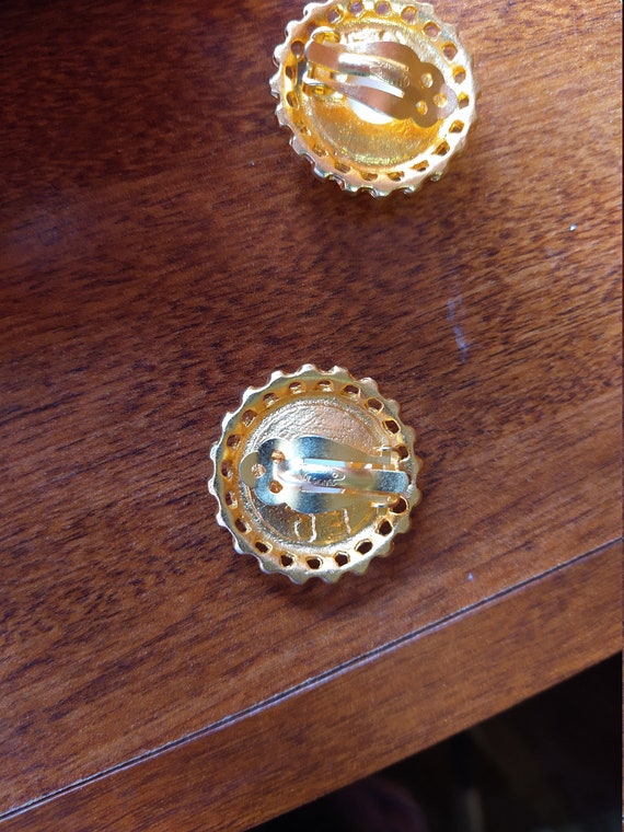 Boucles D'Oreilles Clips Ellen Design Vintage - Dorées - Occasion