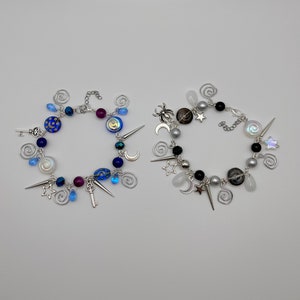 Bracelets coraline et wybie, bracelets à breloques, bracelets pendants, inspirés, bijoux en perles, bracelets en grappe