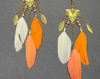 CLEARANCE! Neytiri feather earrings inspired, real feather earrings, rooster feather, tassel earrings