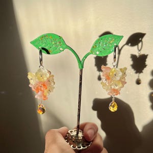 lily earrings, drop earrings, gift for her, birth flower earrings, huggie earrings, floral jewelry