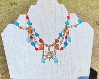 Ponyo necklace inspired, studio ghibli, chain necklace, ponyo