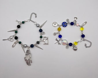 The Beldam und Coraline Armband, the beldam schlüsselanhänger, perlen schlüsselanhänger, charm schlüsselanhänger, perlen armband, charm armband, inspiriert