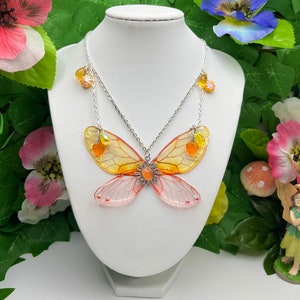 Fairy wing necklace, butterfly pendant, cottagecore, fantasy, fairy kei, fairy grunge, fairycore