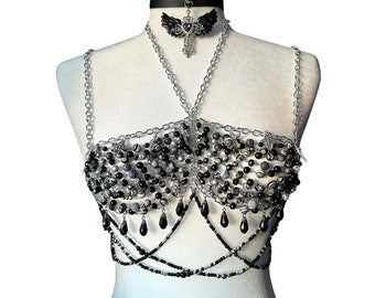 Beaded bralette, body jewelry, beaded top