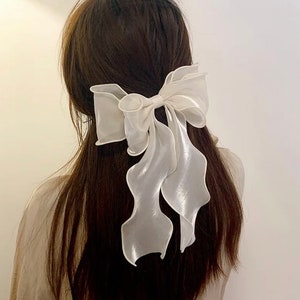 Lystrfac Korean Fashion Hair Bow For Women Black Ribbon Bow tie Hairpin  Elegant Ladies Hairgrips Headwear Hair Accessories