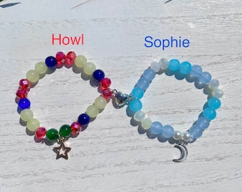 Howl and Sophie-armbanden, bijpassende armbanden, koppelarmbanden of beste vrienden-armbanden