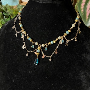 Sophie necklace, howls moving castle inspired necklace, beaded, chain, star, studio ghibli