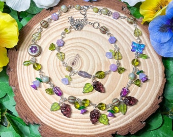 Grapes necklace, fairy core, grunge, cluster necklace, grapes pendant, spring necklace