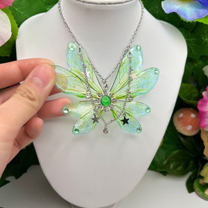 Fairy wing necklace, butterfly pendant, cottagecore, fantasy, fairy kei, fairy grunge, fairycore