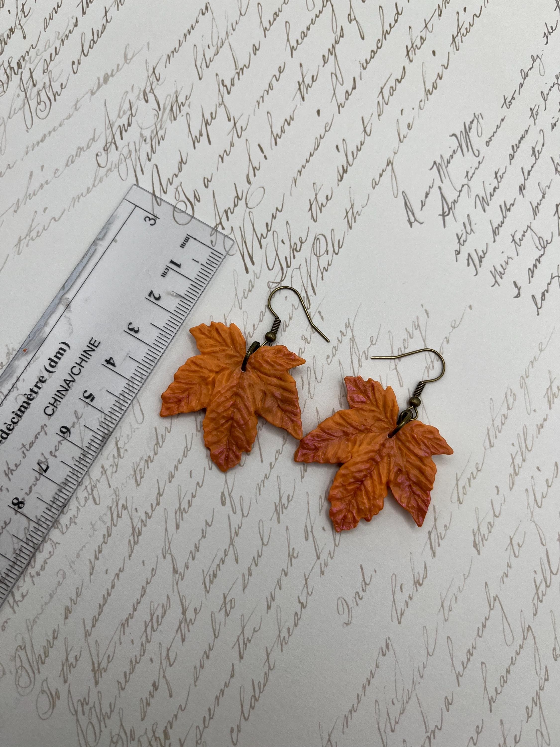 Boucles D'oreilles D'automne En Forme De Feuille D'érable Rouge Pour Femme, Pour Thanksgiving, Citrouille, Feuille D'érable, Dindes, Bijoux Cadeaux, Métal, Autres