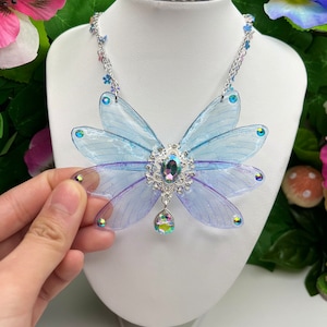 Fairy wing necklace, butterfly pendant, cottagecore, fantasy, fairy kei, fairy grunge, fairycore