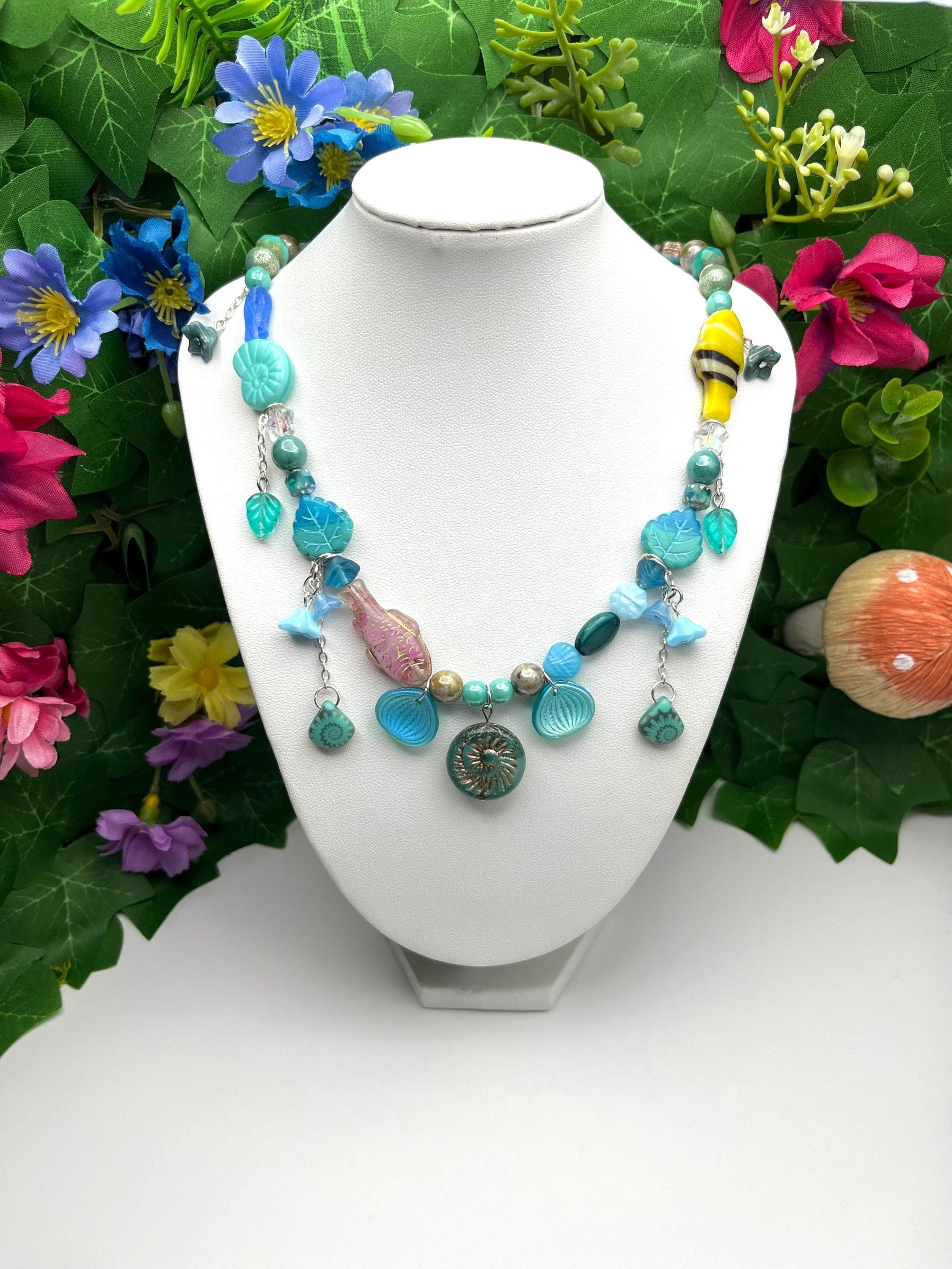Under the sea necklace, beaded necklaces, frutiger aero necklace