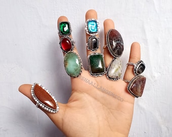 Rings, Handmade Multi Gemstone Rings, Crystal Rings, Hippie Rings, 6-10 US Size Rings, Wholesale Rings Lot, Bulk Rings Lot, Women Rings