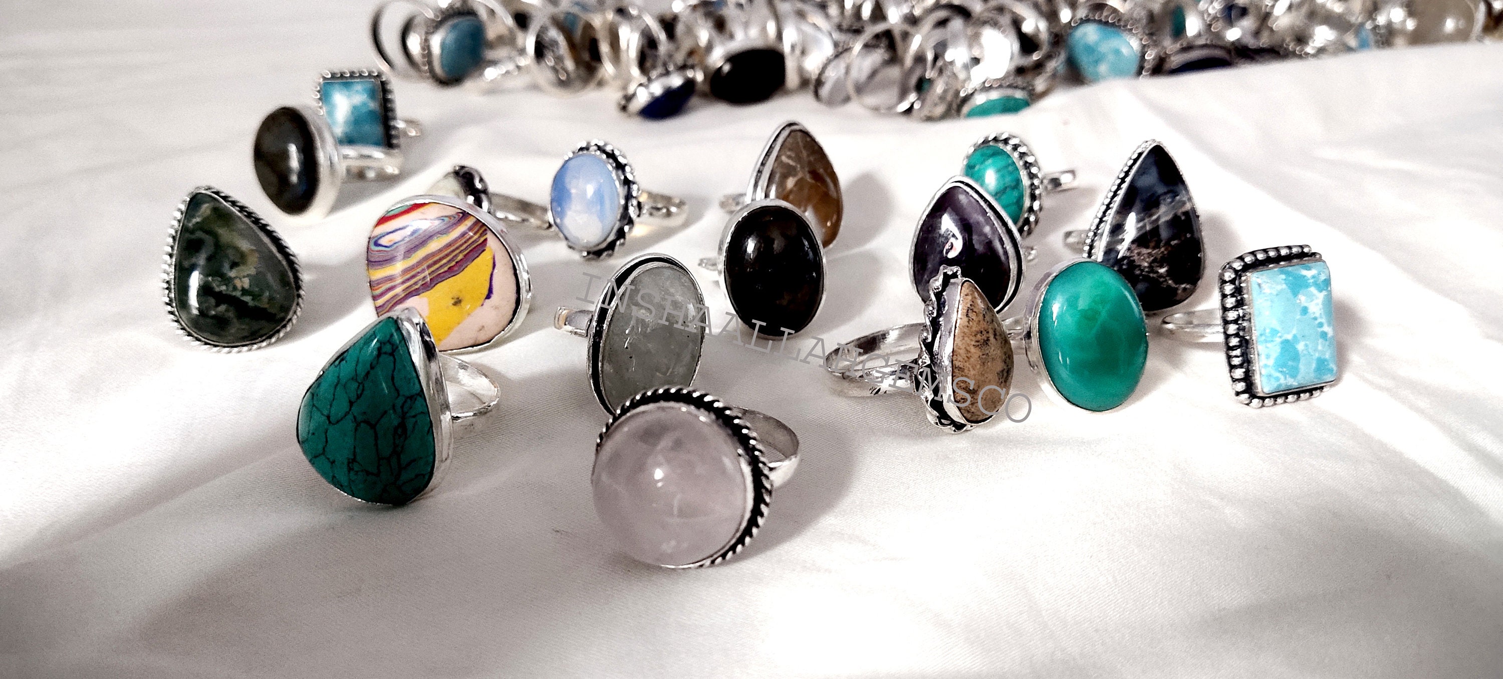 Natural Gemstone Rings Lot, Handmade Rings, Crystal Rings, Women Rings ...