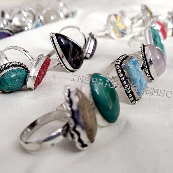 Natural Gemstone Rings Lot, Handmade Rings, Crystal Rings, Women Rings, Gift For Mom, 6-10 Size Rings, Bulk Rings Lot, Vintage Rings