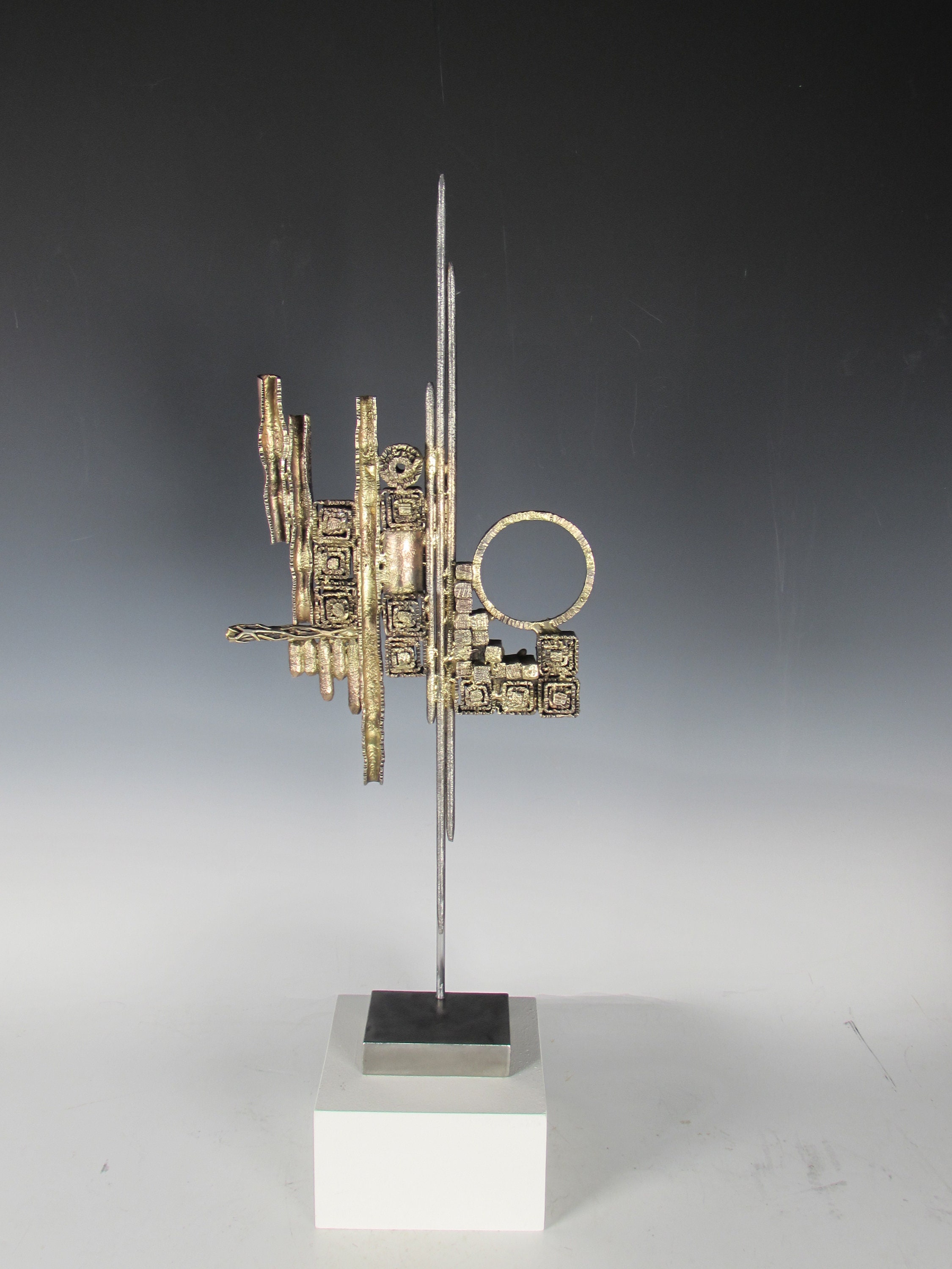 Metal Bronze Abstract Intricate Table Top Sculpture Etsy