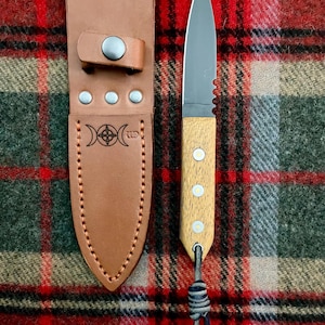 Handmade Lati Wood with Blackened Blade Sheath Knife Athame