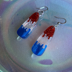 Bomb Pop Earrings | Summer Popsicle Earrings | Red white and Blue Jewelry | Fourth of July Earrings