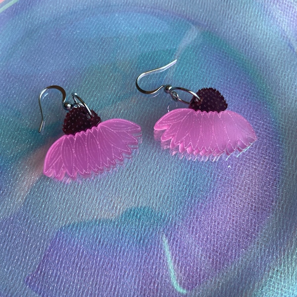 Coneflower Earrings | Purple Coneflower Jewelry | Echinacea Earrings | Summer Flower Earrings