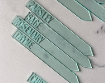 Engraved Acrylic Herb Garden Stakes | Minimalist Plant Labels