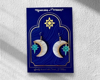 Crescent City - Light It Up Earrings |  OFFICIALLY Licensed Maas earrings | Crescent Moon and Star Earrings | Iridescent Celestial Jewelry