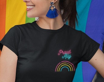 プラウドアリー レインボーネオン プライドサポーター ユニセックス Tシャツ