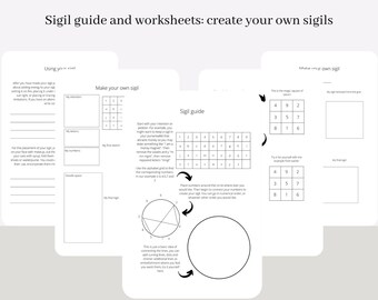 Sigil guide and planner, learn how to create sigils, worksheets to create sigils, sigils for witchcraft and witches, book of shadows insert