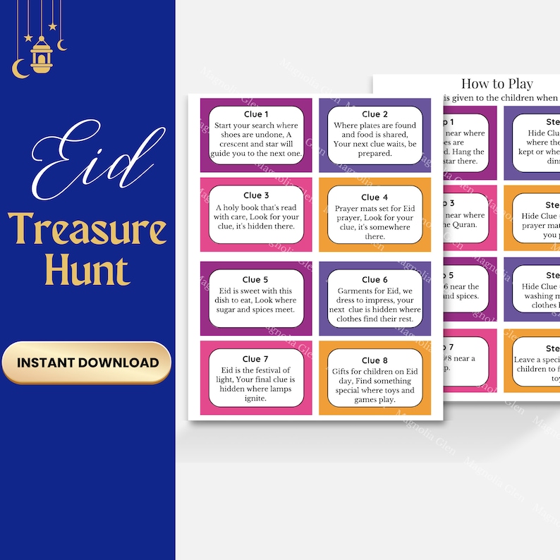 Cute Eid Printable Scavenger Hunt for Kids, Eid Treasure Hunt, Muslim ...