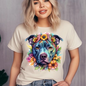 Boho Pitbull PNG, Watercolor Pitbull Digital Design, Pitbull Tshirt design, Pitbull DTF Sublimation, Pitbull Gifts, Dog Mom Png, Pitty art