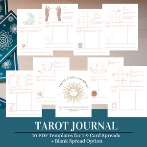 Tarot Karten Journal | Tarot Card Spread Journal | Tarot Karten lesen - Digital Download PDF Printable - 10 Karten Spread 1-9 + Blank