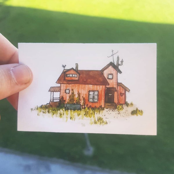 red cottage sticker