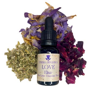 LOVE Elixir. Blue Lotus-Damiana-Rose. Organic Herbal Tincture Extract. Mood-Enhancing Aphrodisiac. UK seller