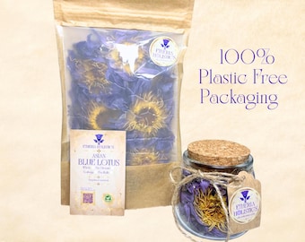 Organic BLUE LOTUS Whole Flowers | Ayurvedic | Nymphaea Nouchali | Calming Aphrodisiac Dreaming | Eco Packaging