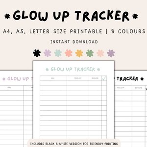 Glow Up Goal Tracker Printable, Glow Up Planner Printable, Goal Planner, Life Tracker, Life Planner, Instant Download PDF