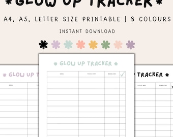 Glow Up Goal Tracker Printable, Glow Up Planner Printable, Goal Planner, Life Tracker, Life Planner, Instant Download PDF