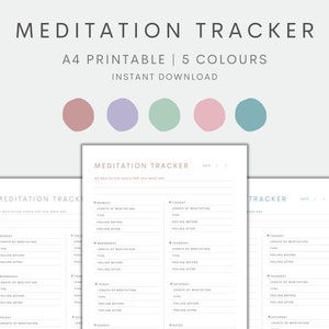 Meditation Tracker Printable, Weekly Tracker, Meditation Journal, Weekly Meditation Log, Planner Printable, Weekly Planner, Weekly Log