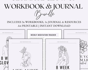 Pacchetto Ultimate Glow Up Workbook, Prompts Glow Up Journal, Quaderno di lavoro per la definizione degli obiettivi, Audit di vita, Diario di lavoro ombra, PDF scaricabile immediatamente