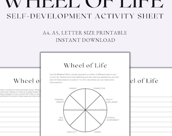 Wheel of Life Printable, Self-Improvement Printable, Life Circle, Personal Growth Printable, A4 A5 Letter Size Instant Download PDF