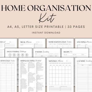 Home Organisation Kit Printable, Home Management Planner Printable, Cleaning Planner, Decluttering Planner, Instant Download PDF