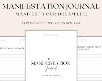 Diario de manifestación, indicaciones imprimibles para el diario de manifestación, planificador de manifestación imprimible, planificador de la ley de atracción en formato PDF
