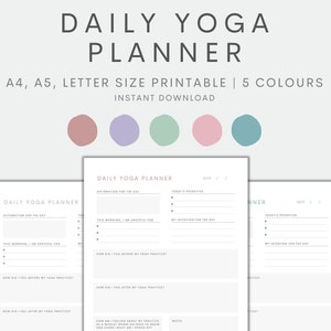 Daily Yoga Planner Printable, Daily Planner, Wellness Planner, Yoga Journal, Wellness Journal, Health Planner, Instant Download PDF