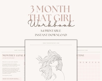 3 Month That Girl Workbook Printable, That Girl Journal Prompts, Self-Discovery Workbook, Goal Setting, Glow Up, Instant Download PDF