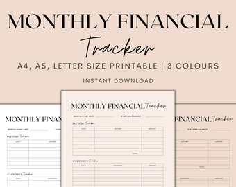 Monatlicher Finanz-Tracker zum Ausdrucken, monatliche Ausgaben-Tracker, Geld-Tracker, Finanz-Tracker, Income-Tracker, Sofortiger Download PDF