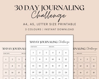 30 Day Journaling Challenge Printable, 30 Day Challenge, 30 Day Tracker, Habit Tracker, Habit Planner, Goal Tracker, Instant Download PDF