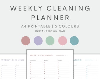 Weekly Cleaning Planner Printable, Weekly Cleaning Schedule, Cleaning Checklist, Cleaning Planner, Chore Chart Printable, Minimalist Planner