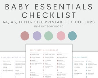 Baby Essentials Checklist Printable, Newborn Checklist, Nursery Checklist, Baby Registry Checklist, Pregnancy Checklist, Instant Download