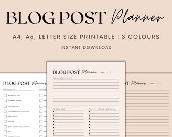 Blog Post Planner Printable, Blog Post Checklist, Social Media Planner, Minimalist Planner, Instant Download PDF